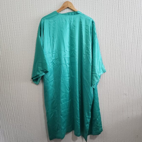 Vintage Victoria’s Secret Gold Label Satin Teal Kimono Robe One Size - Picture 13 of 13